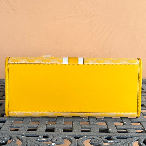 Michael Kors Mirella Large Center Stripe Logo Tote Bag MK Yellow Multi - Picture 5 of 10